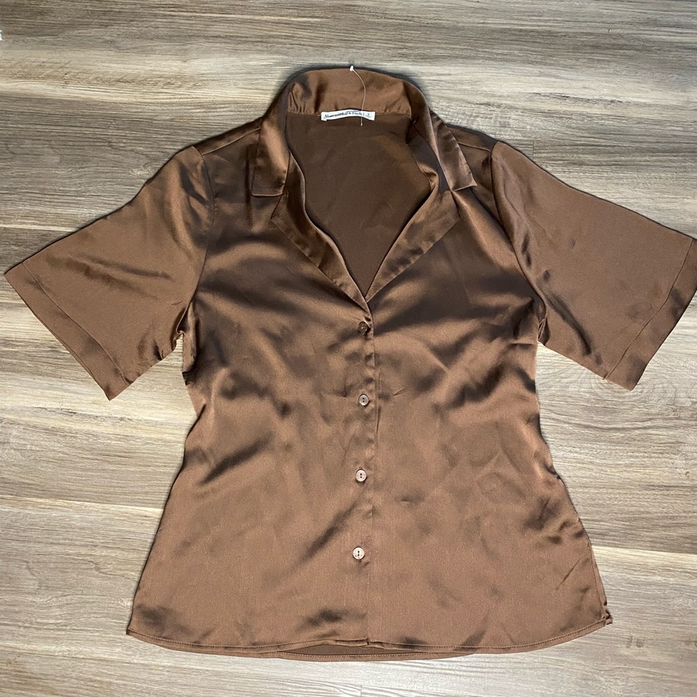 Abercrombie Small Brown Silk Button Up